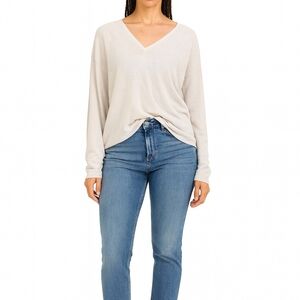 Women's V-Neck Cream Sweater